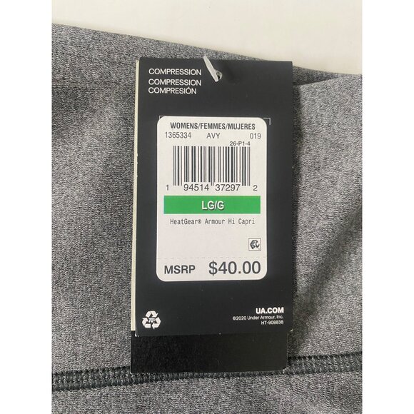 Under Armour HeatGear Compression High Rise Capri Pants Womens L Gray - Picture 2 of 8